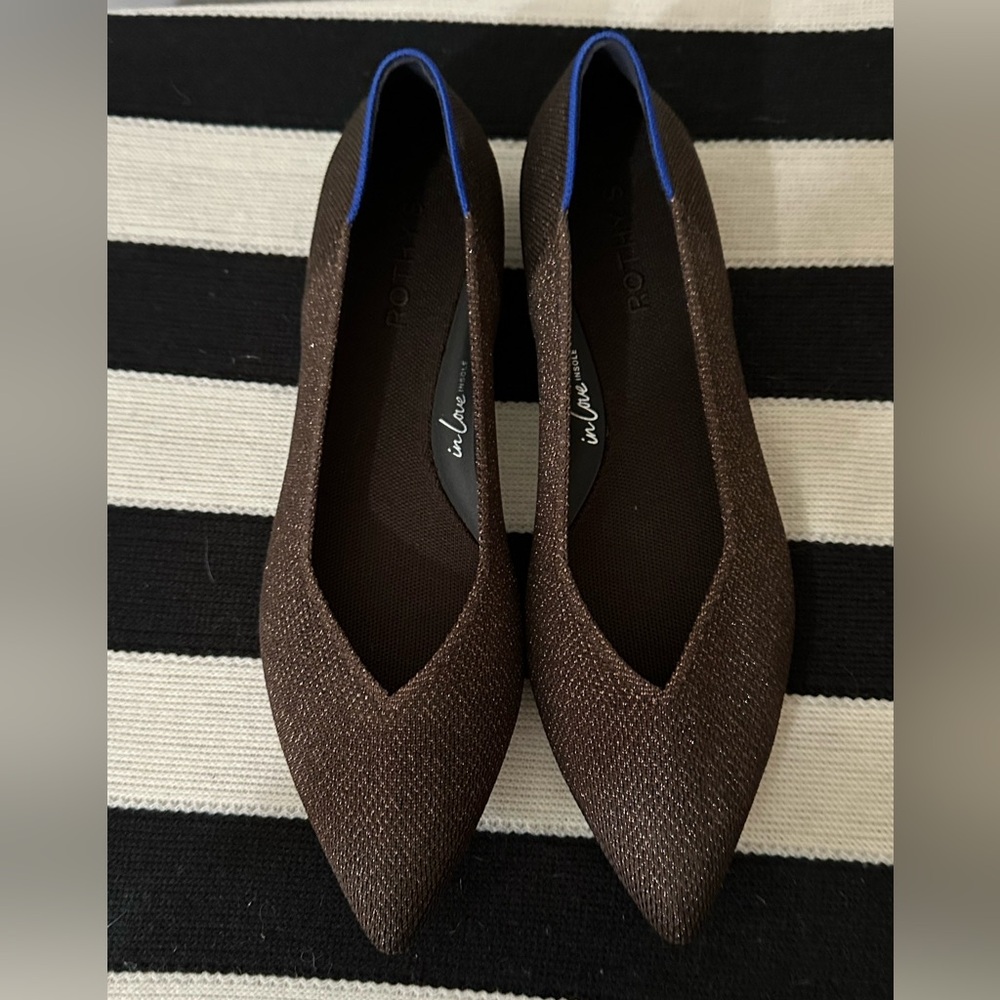 Rothys Shoes Size 10.5 In Brown Metallic Sparkle